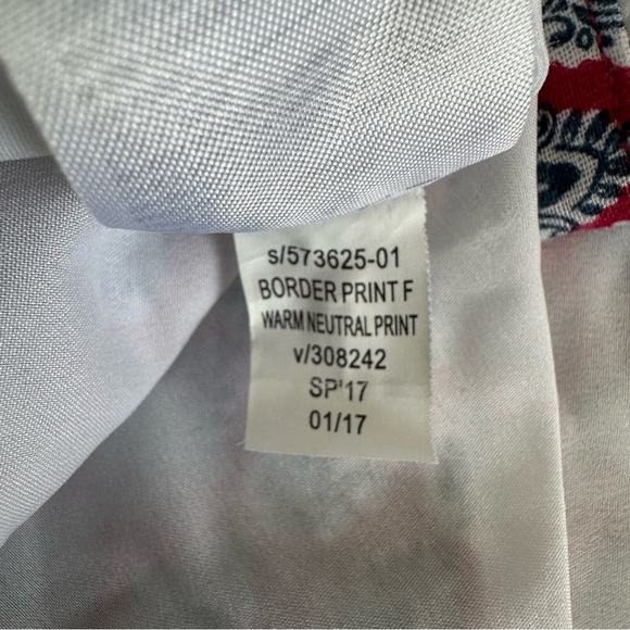 Banana Republic Border Print boho linen blend skirt Size 4 red blue white print - Picture 7 of 9